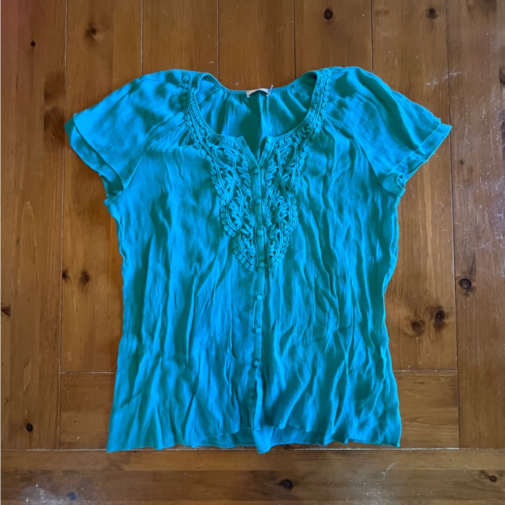 Ricki's Turquoise Embroidered Blouse